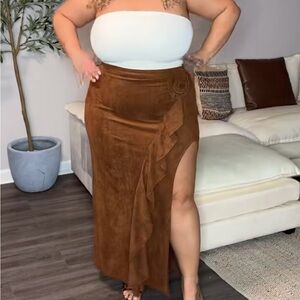 Elegant Brown Wrap Skirt